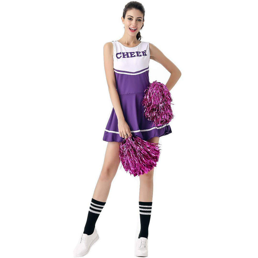 Фиолетовый костюм болельщицы, нарядное платье, школьная музыкальная форма черлидинга, без помпонов